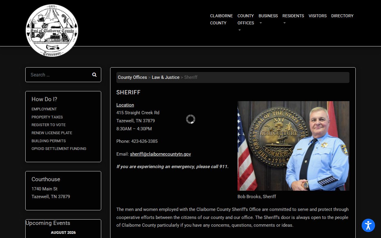 Claiborne County sheriff contact for released inmate records